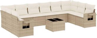 vidaXL Set De Sof&aacute;s De Jard&iacute;n 11pzas Con Cojines Rat&aacute;n Sint&eacute;tico Beige Vidaxl