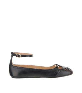Chlo&eacute; Black Perforated Ballet Flats