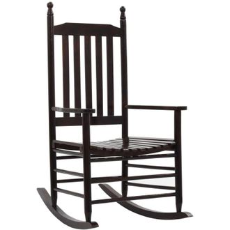 vidaXL Rocking Chair with Curved Seat Brown Poplar Wood vidaXL