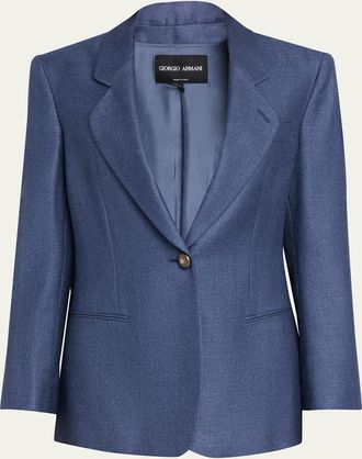 Giorgio Armani Single-Breasted Silk Blazer Jacket