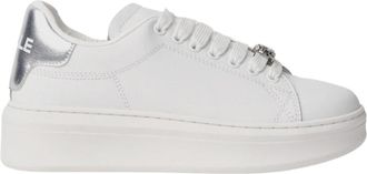 Ga&euml;lle Paris Witte Leren Sneakers met Zilveren Details - Dames - Sneakers - Wit - 36 EU - Leer - Schoenen