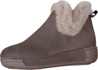 Generic Womens Winter Snow Boots - Ankle Booties, Fleece Lined Faux Suede, Waterproof Casual Hiking Shoes(Dark Brown,6.5)