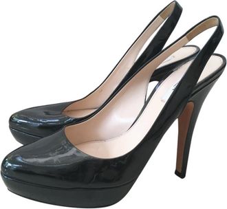 Prada Black Patent Slingback Sandals Size 38.5