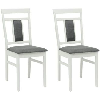 vidaXL Dining Chair 2 pcs White and Grey Solid Rubber Wood vidaXL