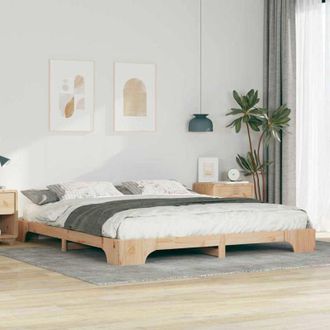 vidaXL Estructura De Cama Marr&oacute;n Madera Maciza De Pino Vidaxl