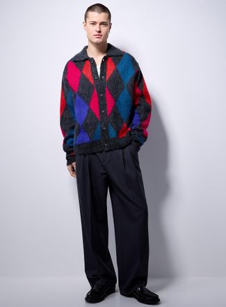 Le 31 Mens Colourful diamond Polo Shirt-collar cardigan Imported from Seoul