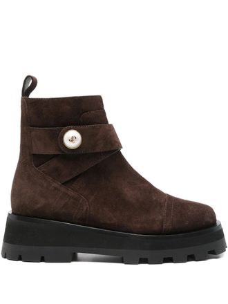 Jimmy Choo London Brown Meena Flat Suede Ankle Boots
