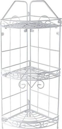 Trade Shop Trade Shop - Mensola Angoliera Angolare 3 Ripiani Porta Oggetti Bagno Metallo Bianco 52528