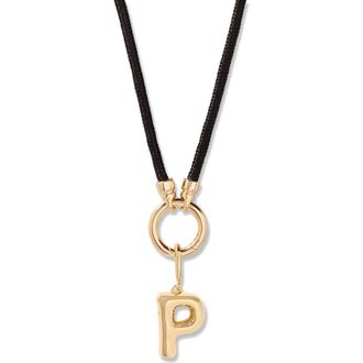 Brook & York Kai Initial Charm Necklace in Gold/Black P at Nordstrom