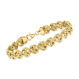 Ross-Simons 18kt Gold Over Sterling Rosette-Link Bracelet