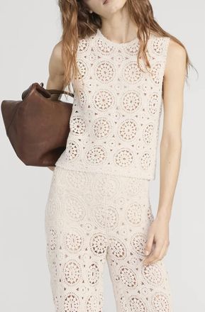 Frame Denim Crochet Tank In Cream
