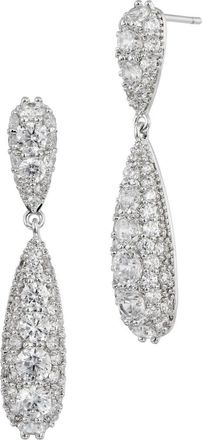 Savvy Cie Jewels Pav&egrave; Cubic Zirconia Briolette Drop Earrings in White at Nordstrom Rack
