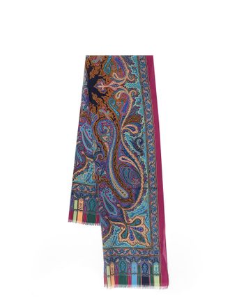 スカーフ ETRO FW25 SCARF (WAYA0001 AKB69X0865) Etro - Bombay Black Multi Wool & Silk Scarf | Mitchell Stores
