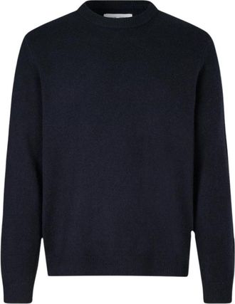 Sams&oslash;e & Sams&oslash;e Maglione Isak Knit Salute - Heren - Ronde hals truien - Blauw - M - Wol - Truien & Vesten