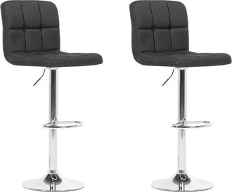 Beliani Modern Contemporary 2 Bar Stools Set Swivel Adjustable Height Black Marion