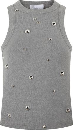 Giuseppe Di Morabito Sleeveless Tops, female, Gray, Size: M Sleeveless Top with Studs