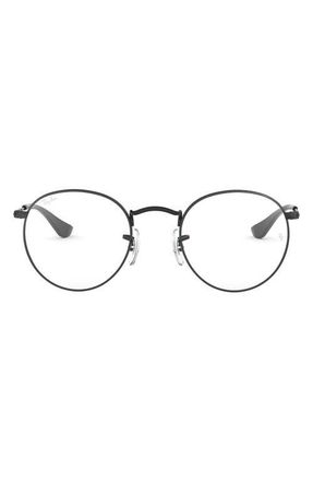 Ray-Ban 50mm Round Optical Glasses in Matte Black at Nordstrom