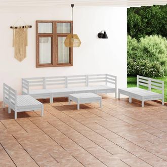vidaXL Juego De Muebles De Jard&iacute;n 9 Piezas Madera Maciza Pino Blanco Vidaxl