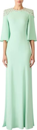 Jenny Packham Daze Minimal Gown Sculpted Sleeves Size S