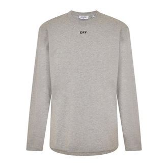 Off-white Off White Heren-T-shirt met ronde hals, normale pasvorm en lange mouwen (Grijs/Zwart)