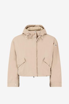 Moncler Leichte Kapuzenjacke mit Reissverschluss aus Canvas Eucalyptus