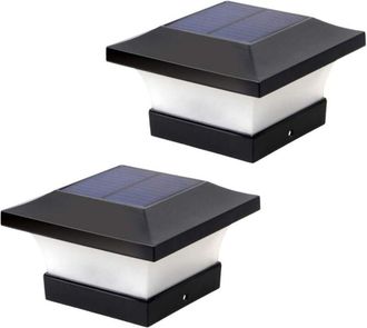 OEM Juego De 2 Farolas Solares Exteriores Para Postes, Ideales Para Iluminar Cercas Y Terrazas. Iluminaci&oacute;n Solar Led Blanca De Alto Brillo (6000k) Para P