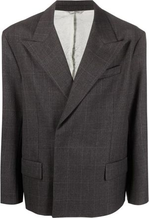 Acne Studios Double Breasted Suit Jacket - Heren - Blazers - Grijs - L - Leer - Jassen