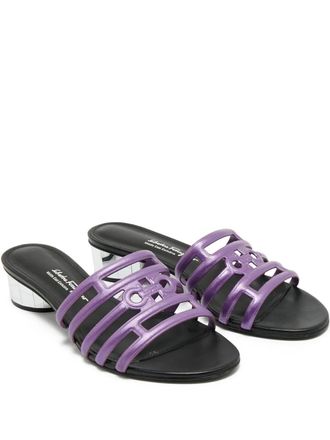Ferragamo cutout leather slide sandals - Purple