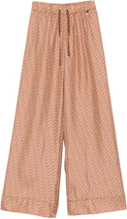 Herno Pantaloni in seta A fantasia Coulisse - Dames - Wijde Broeken - Bruin - S - Broeken