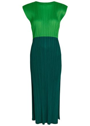 Pleats Please Issey Miyake Pleated Midi Dress - Green - 5