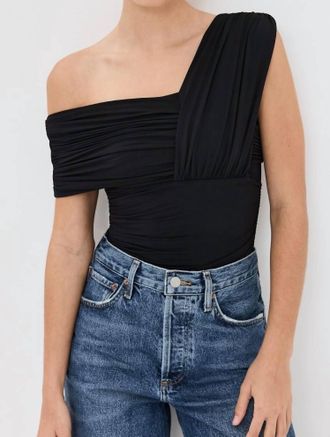 A Gold E Etienne Thong Bodysuit In Black