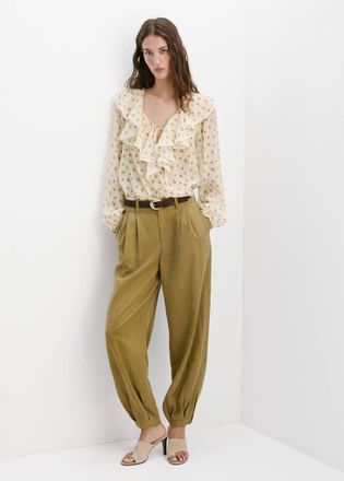 Mango Blusa floreale volant giallo - Donna - S - MANGO
