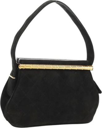 Chanel Pre-owned Handbags, female, Black, Size: ONE SIZE Pre-owned Suede Handbag