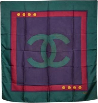 Chanel Pre-owned Scarves, female, Green, Size: ONE SIZE Pre-owned Silk Scarf