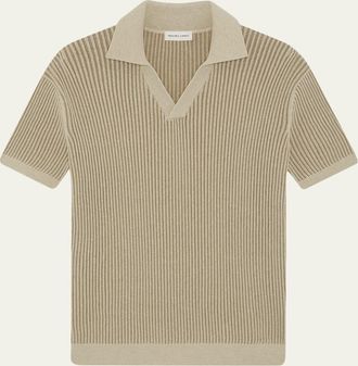 Frescobol Carioca Rino CottonCashmere Rib-Knit Polo Sweater