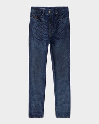 Diesel Men & apos;s D-2023 Stonewashed Check Denim Straight-Leg Jeans