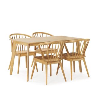 HOMN Juego de mesa 140x80 cm y 4 sillas de comedor color roble