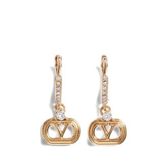 Valentino Garavani Oval Metal Earrings With Swarovski Crystals
