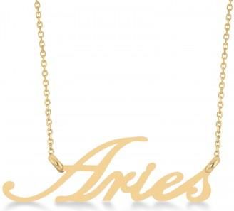 Allurez Aries Zodiac Text Pendant Necklace 14k Yellow Gold