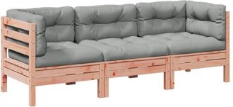vidaXL Set De Sof&aacute;s Jard&iacute;n 3 Pzas Con Cojines Madera Abeto Douglas Vidaxl