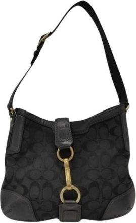 Coach Pre-owned Signature Shoulder Bag - Dames - Vintage Schoudertas - Zwart - ONE Size - Leer - Vintage