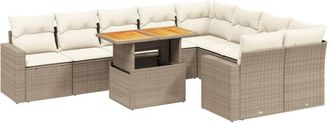 vidaXL Juego De Sof&aacute;s Jard&iacute;n Con Cojines Beige 10 Pzas Rat&aacute;n Sint&eacute;tico Vidaxl