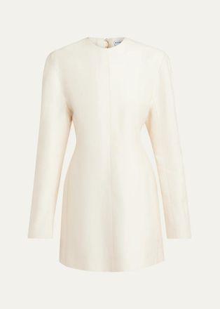 Bottega Veneta Long-Sleeve Cotton-Silk Toile Mini Dress