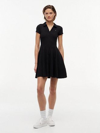 Tommy Hilfiger Ribbed Fit And Flare Mini Polo Dress