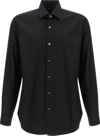 Barba Black Stretch cotton shirt