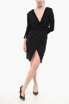Elisabetta Franchi 3/4-Sleeved Wrap Shirt Dress size 40