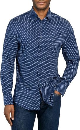 Brooklyn Brigade Neat Print Knit Long Sleeve Basic in Navy/white at Nordstrom, Size Xx-Large