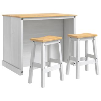 vidaXL Juego De Isla De Cocina 3 Pcs Y Cera De Miel Pino Macizo Vidaxl