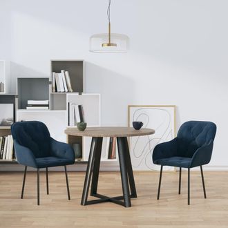 vidaXL Sillas De Comedor 2 Unidades Terciopelo Azul Vidaxl