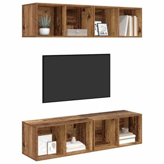 Berkfield Home Wall TV Cabinet 4 pcs Old wood 37 x 37 x 72 cm Engineered wood in Brown